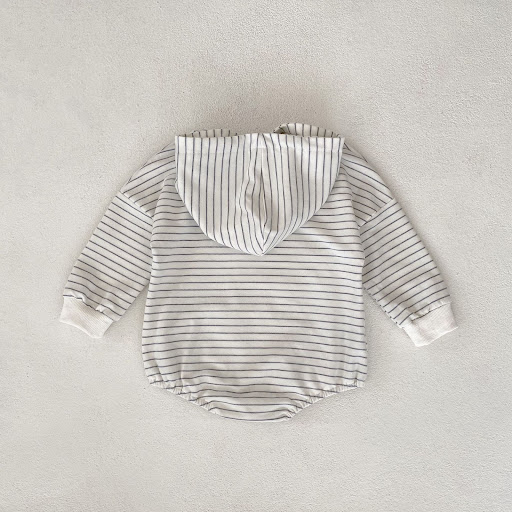 Title 17, Infants Pinstripe Hooded Sweater Romper Jumpsu...