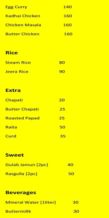 Royal Maratha menu 