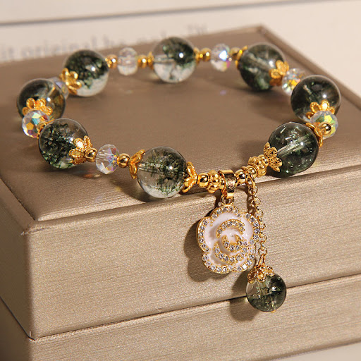 Title 3, Green Ghost Crystal Bracelet Female Rose Pendan...