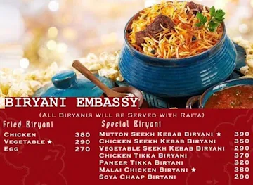 Biryani Embassy menu 