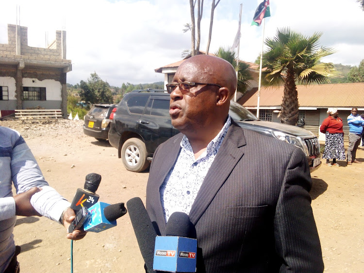 Lari MP Mburu Kahangara speaking to journalists at Kireita