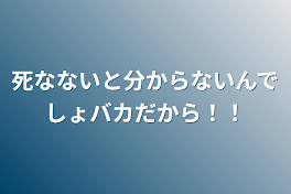 死なないと分からないんでしょバカだから！！