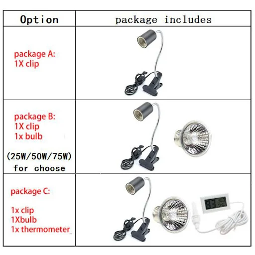 UVA UVB Reptile lamp holder bulb Set with Clip Turtle Bulb Lamp Tortoises kit Heating Thermometer Hygrometer Basking Lam