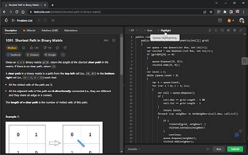 Toggle LeetCode Syntax Highlighting