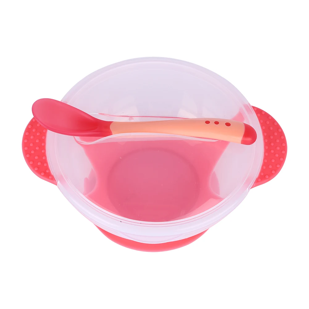 Baby Tableware Suction Bowl with Temperature Sensing Spoon Baby Food Feeding Bowls Dishes Set