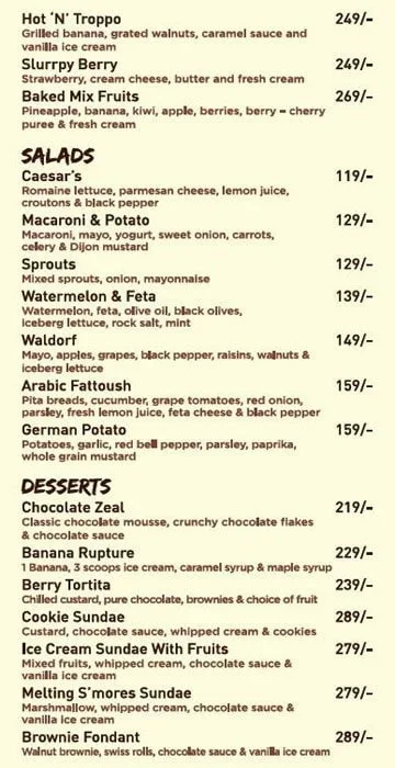 Sugar Russh Cafe menu 