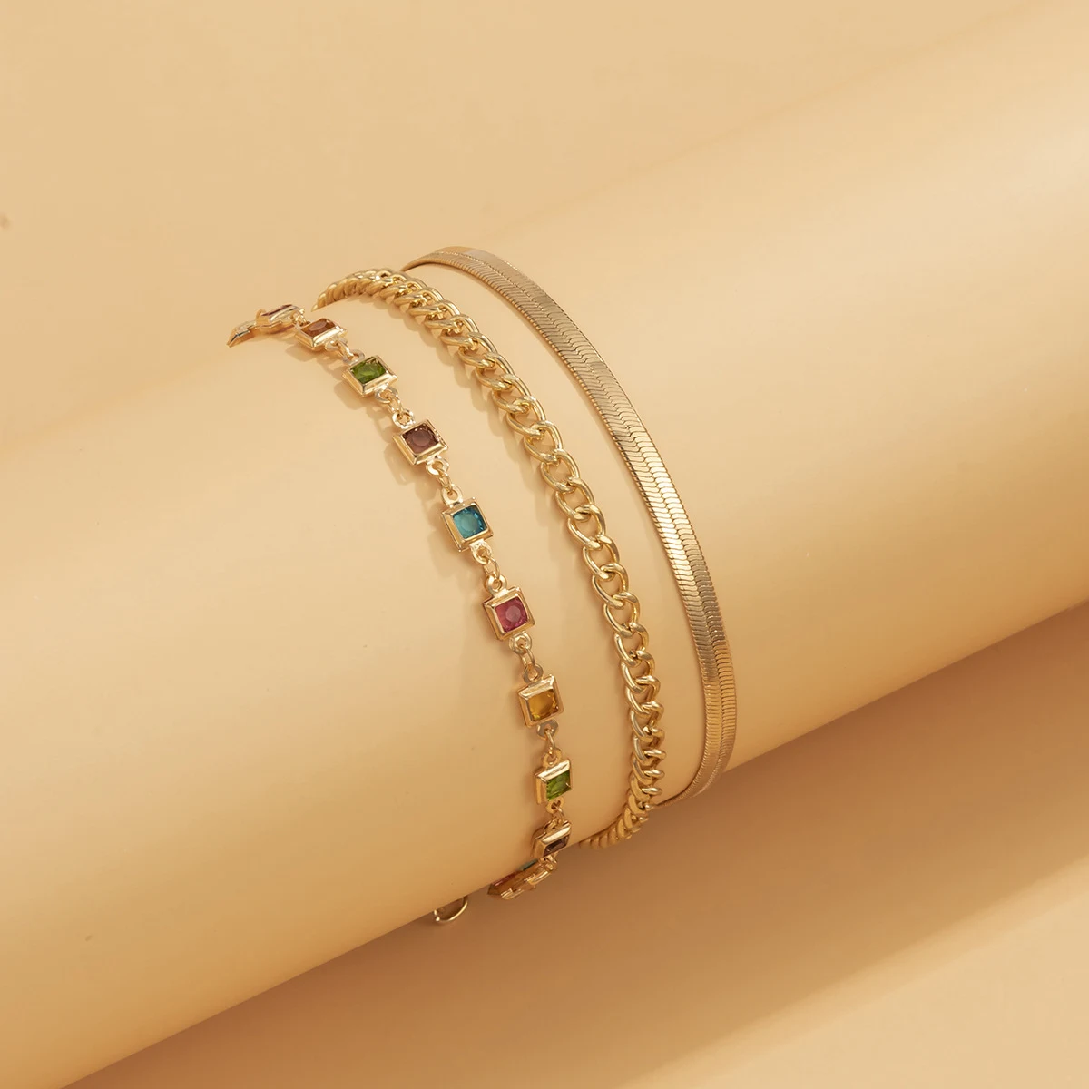 Title 6, Tobillera con cadena de serpiente plana, cobre,...