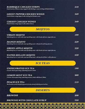 The Serial Burger menu 