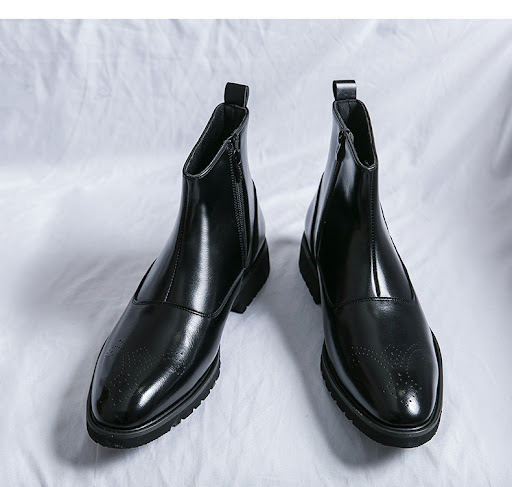 Title 4, Mens Fall Winter Business Leather Boots, Zippe...