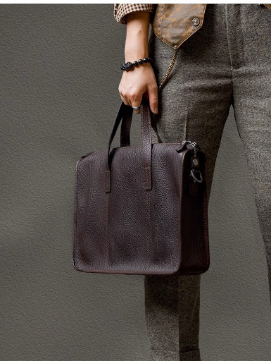 Title 5, Mens Thick Cowhide Commuter Leather Handbag, d...