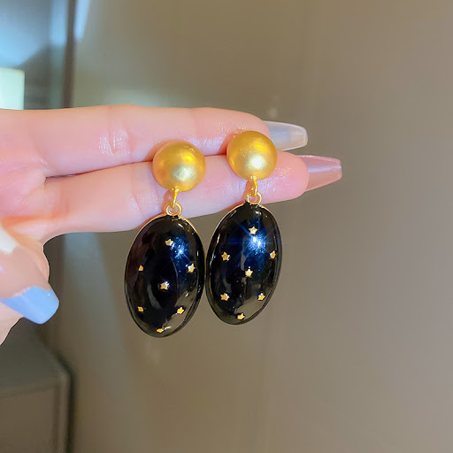 Title 9, Retro Oil Dripping Five-pointed Star Oval Geome...