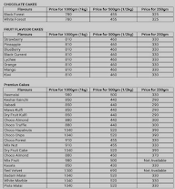 The Cake Zone menu 1