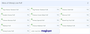 Shreeji Live Puff menu 