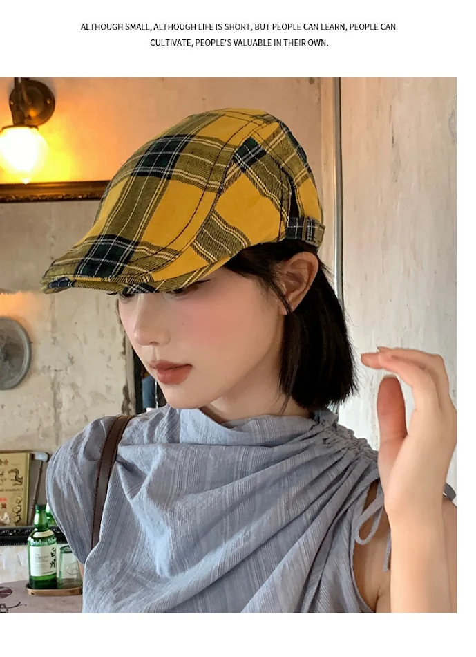 Dopamine Retro Plaid Advance Hüte Damen Frühling und Herbst, modischer Komfort für kühlere Tage, idealer Schutz und Style.