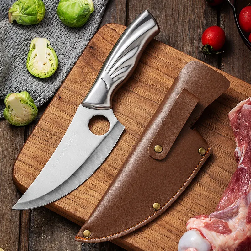 Couteau de boucherie All Steel Chef, petit cutlass pour hacher os et viande. Lame robuste pour une découpe efficace et précise.