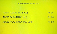 Badshah Paratha menu 1