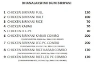 Dhanalakshmi Dum Biryani menu 2