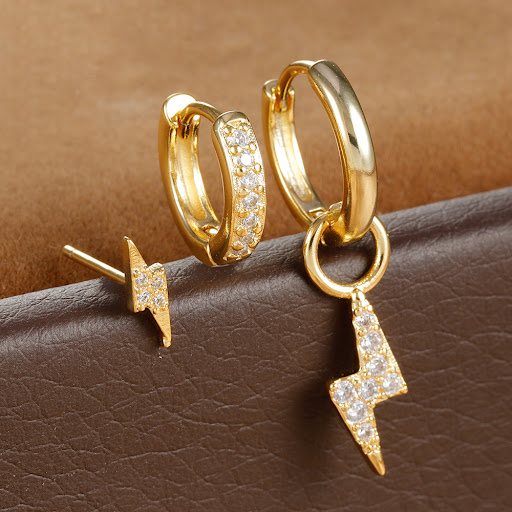 Title 6, Diamond-embedded Lightning Petite Earrings, a t...