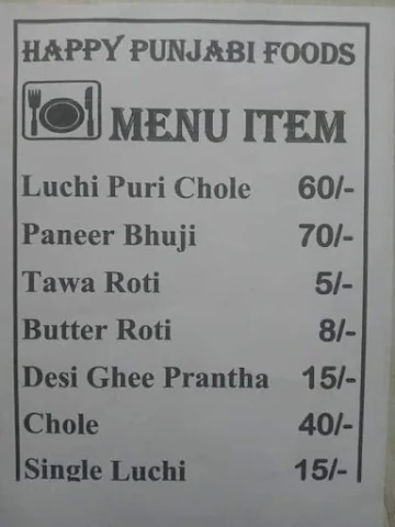 Happy Punjabi Foods menu 