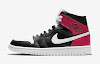 air jordan 1 mid wmns black/white-noble red