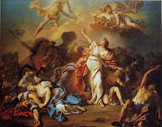 A 1772 painting by Jacques Louis David depicting Niobe attempting to shield her children from Artemis and Apollo.