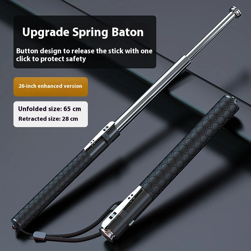 Bâton télescopique automatique à ressort, légal et extensible, arme de défense personnelle solide pour voiture, protection et sécurité.