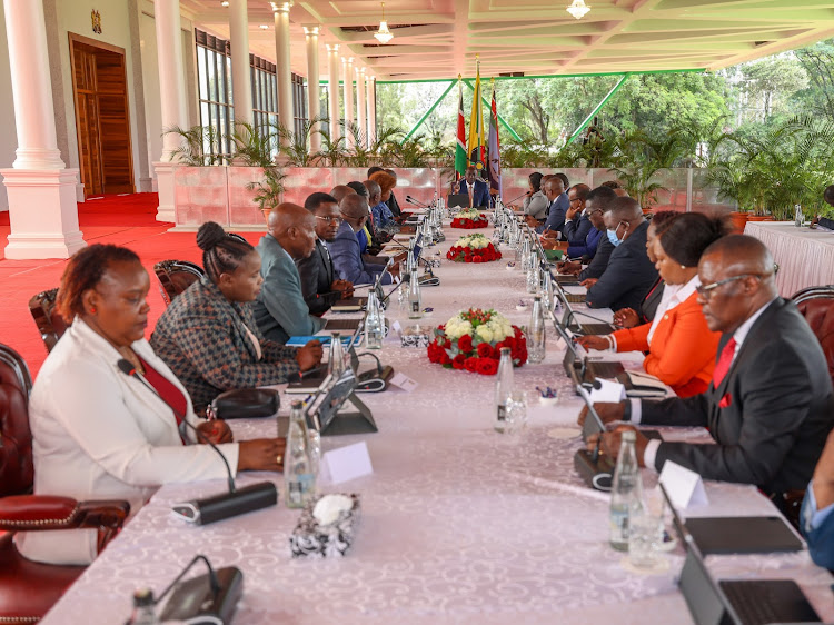 President William Ruto chairing a cabinet meeting at State House, Nairobi on January 15, 2024