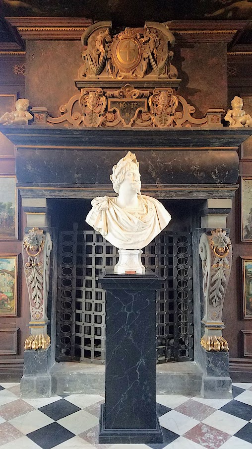 Visiting Rosenborg Castle in Copenhagen, offering 400 years of history particularly artifacts and stories from one of Denmark's most colorful kings, Christian IV. It's hard to miss the prominent bust still displayed of Christian IV here in Christian IV's Winter Room.