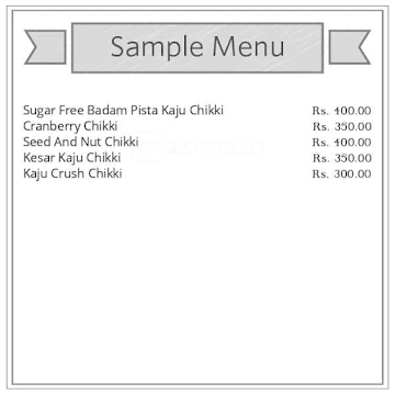 Purohit's Chikki & Sweets menu 