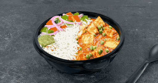 Punjabi Style Matar Paneer Steamed Rice Bowl