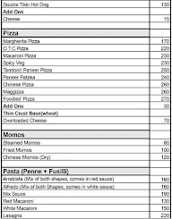 Foodies' Arena menu 1