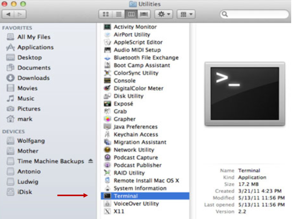 Image showing the terminal in MacOS