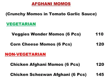 Wonder Momo's menu 