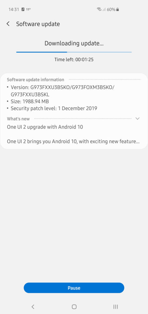 Stable Android 10 OTA update for Galaxy S10