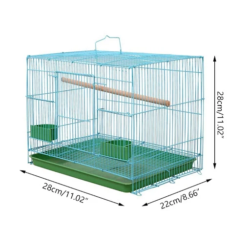 Wire Rectangular Small Cage for Small Birds and Canaries Rekord Equipped with Bird Standing Stick and 2 Semicircular