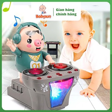 Heo Chơi Dj Nhảy Theo Nhạc Và Đèn Cho Bé, Lợn Dj Năng Động Siêu Dễ Thương, Đồ Chơi Phát Nhạc Cho Bé