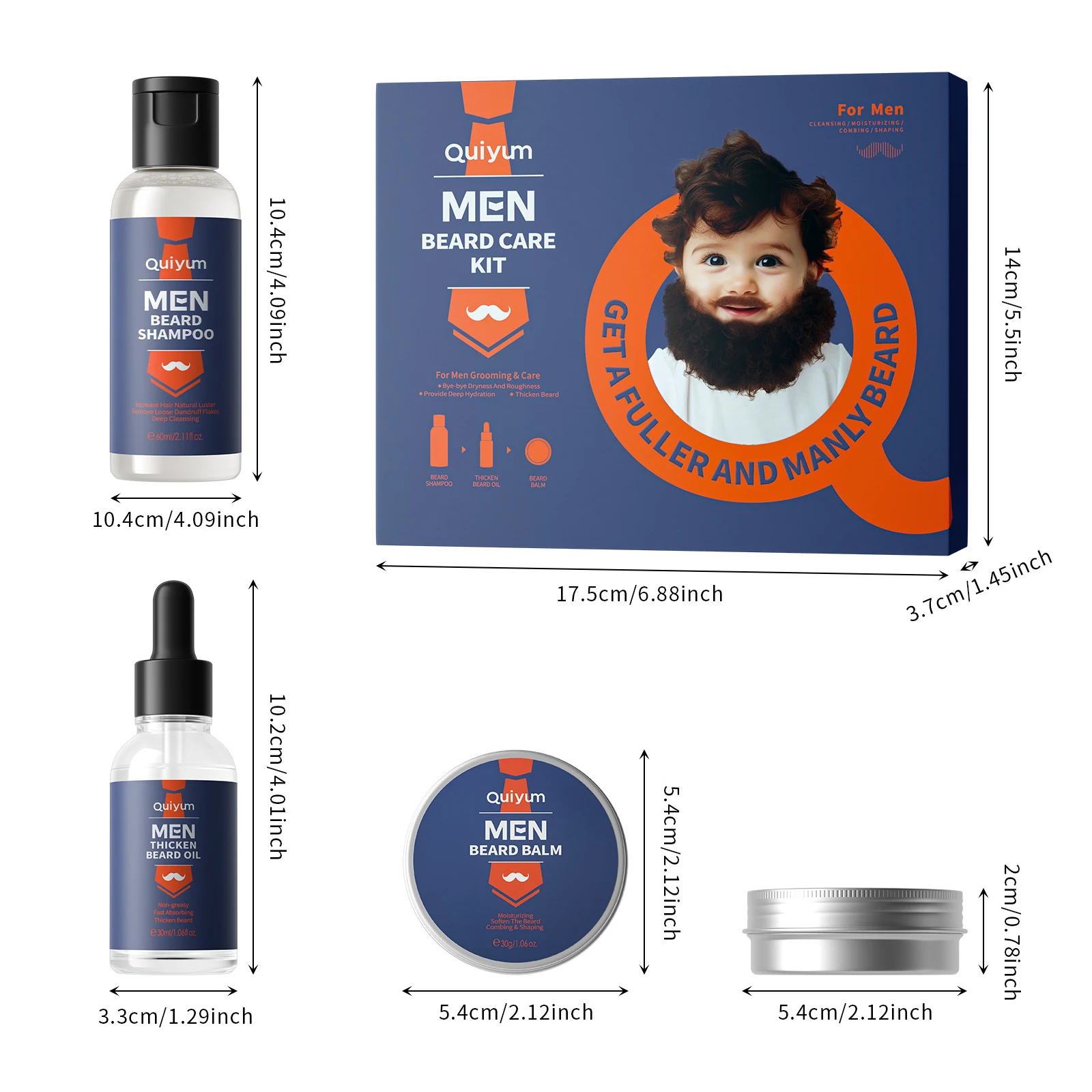 Title 2, Set 3 Pezzi Cura Barba Uomo. Shampoo, olio e ba...