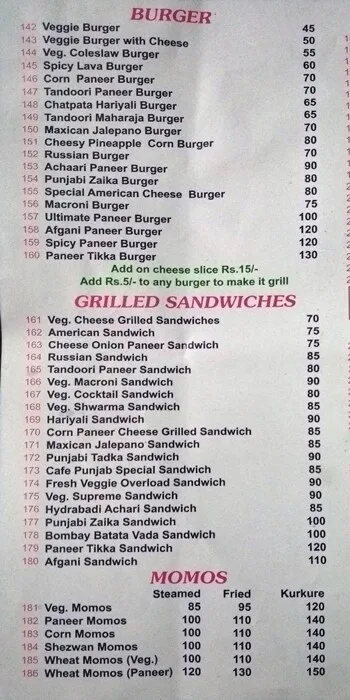 Cafe Punjab menu 