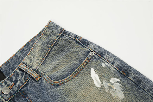 Title 7, Yellow Mud Dyed Ripped Jeans For Men