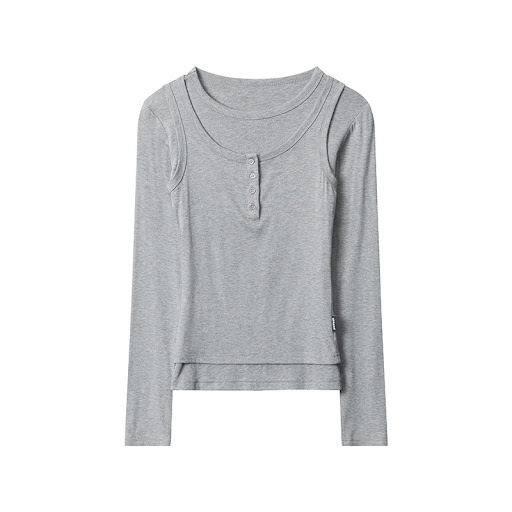 Title 5, Leisure long sleeve solid color slim pullover, ...
