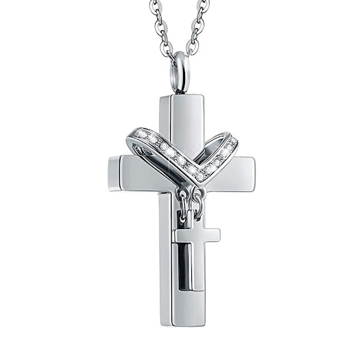 Title 5, Stainless Steel Double Cross Charm Pet Animal U...