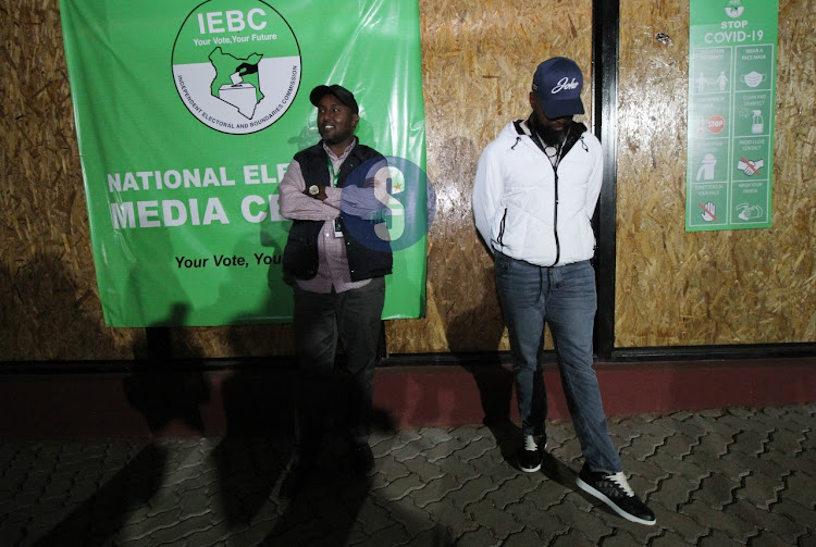 Azimio La Umoja One Kenya Alliance Secretary General Junet Mohamed with Mombasa Governor Hassan Joho arrives at IEBC National Tallying Centre in Bomas on August 10,2022.