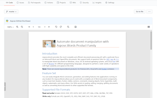 Aspose GitHub DocViewer