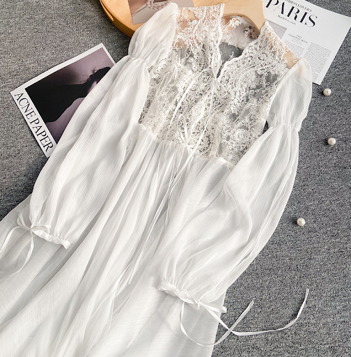 Title 7, Womens Long Tailed Lace Nightgown