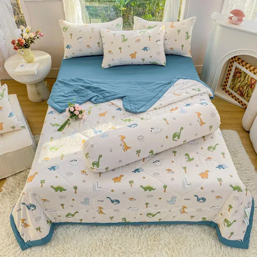 Bộ Drap & Chăn Chần Cotton Đũi (5 món) #CDM 140x200x20cm 14F5CDM41 Rio House