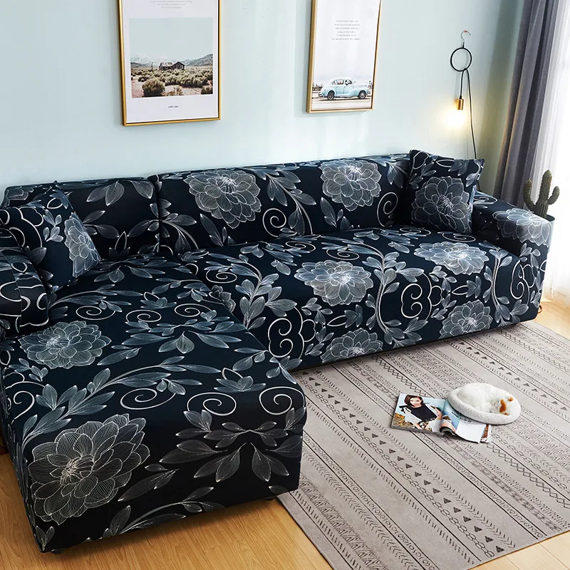 Moderne elastische caleidoscoop stoffen bankhoes. Bescherm en vernieuw uw woonkamer. Eenvoudig aan te brengen en te onderhouden. Stijlvol design.