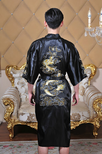 Title 6, Embroidered mens home nightgown, perfect for r...