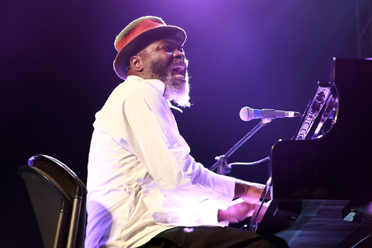 Nduduzo Makhathini performs at the Standard Bank Joy of Jazz concert at the Sandton Convention Centre in Johannesburg.