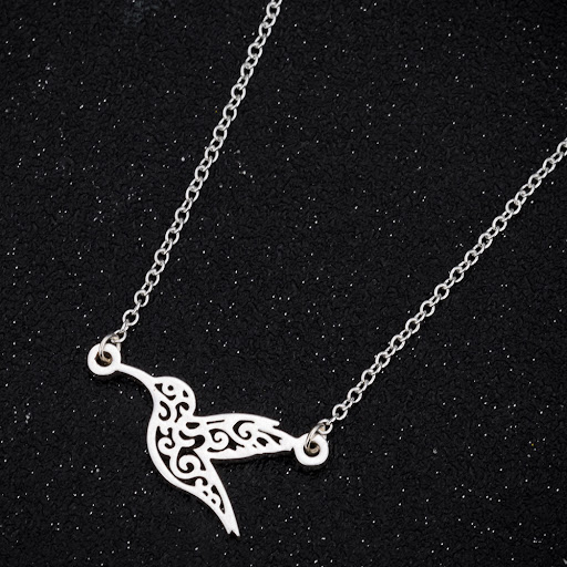 Title 6, Bird necklace stainless steel animal hummingbir...