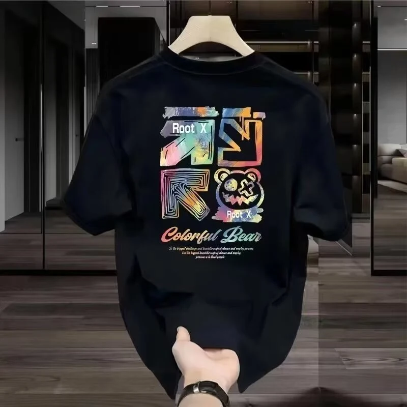 Fashion Letter Printed Round Neck Men's Top. Comfortable and stylish everyday wear. Perfect for a casual yet fashionable